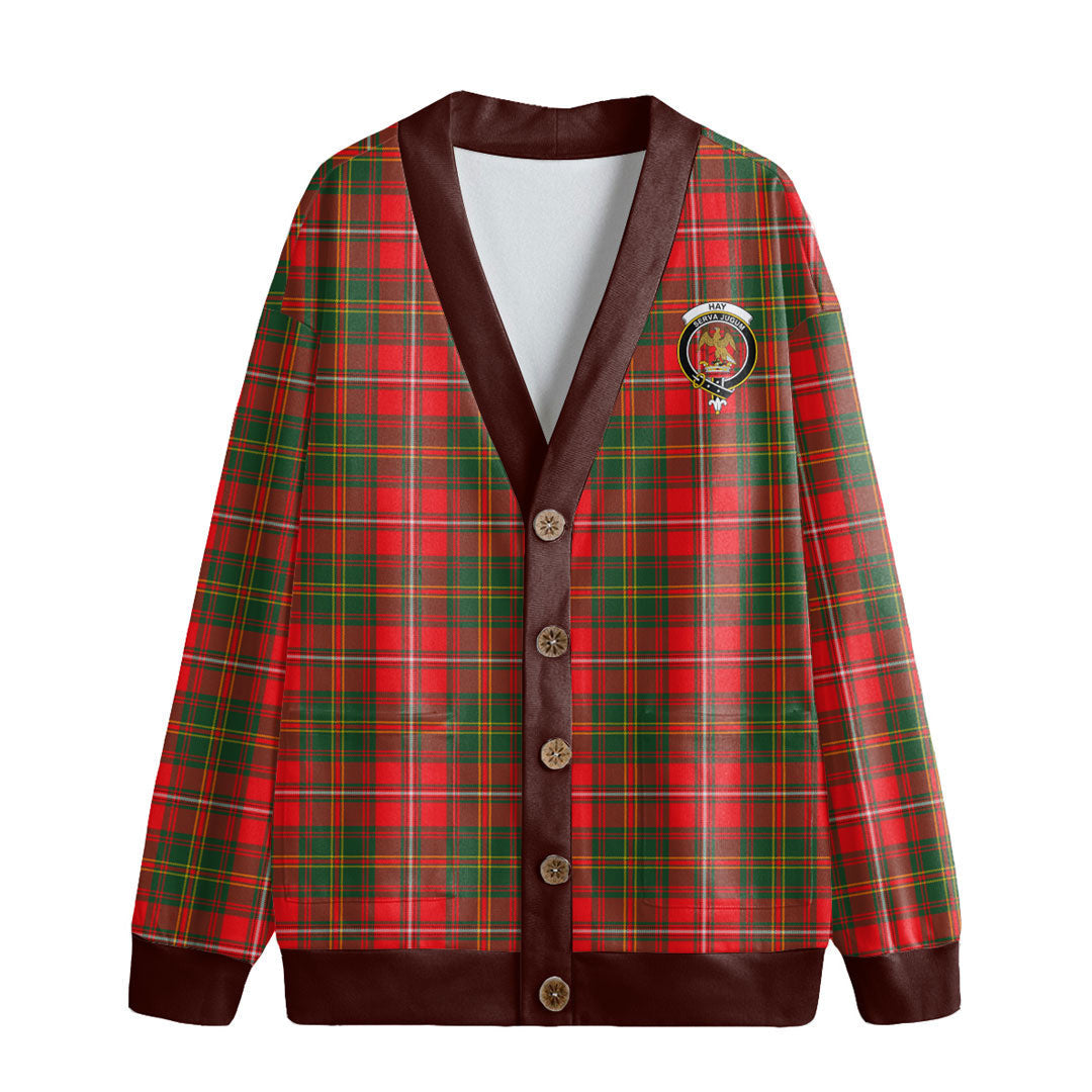 Hay Modern Tartan Crest Knitted Fleece Cardigan