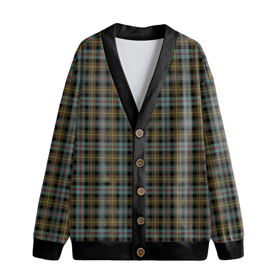 Farquharson Weathered Tartan Plaid Knitted Fleece Cardigan