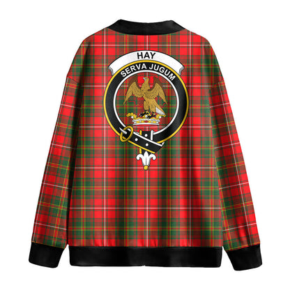 Hay Modern Tartan Crest Knitted Fleece Cardigan