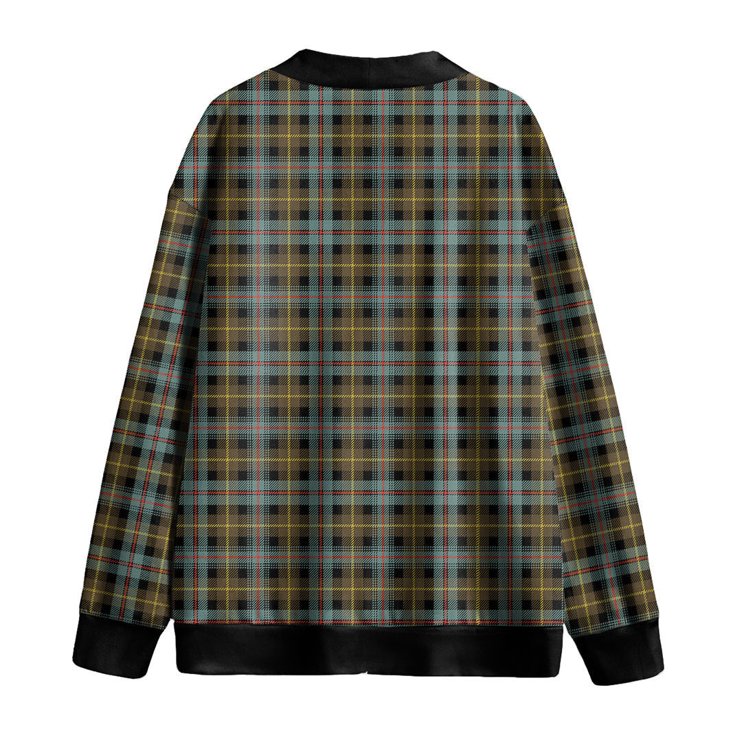 Farquharson Weathered Tartan Plaid Knitted Fleece Cardigan