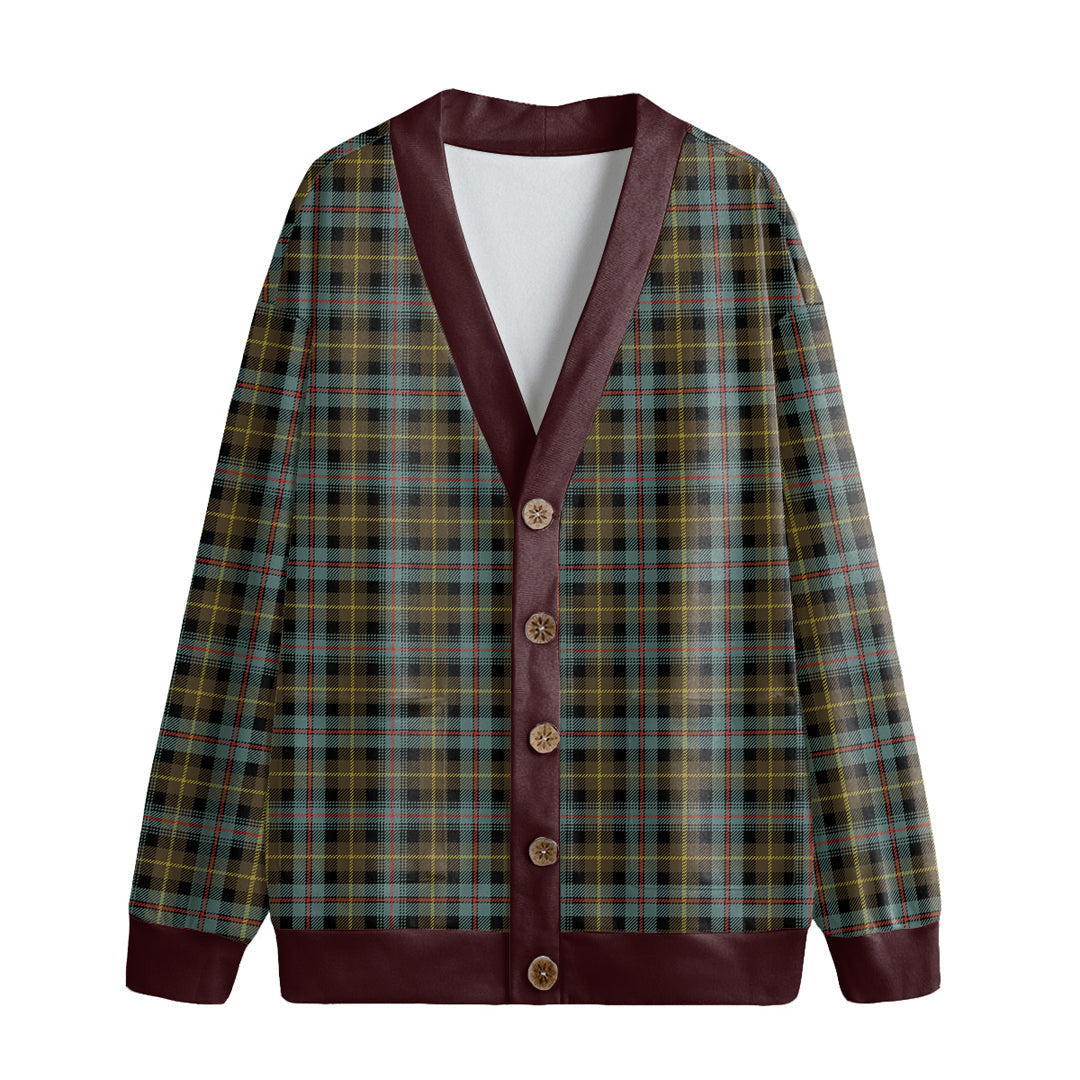 Farquharson Weathered Tartan Plaid Knitted Fleece Cardigan