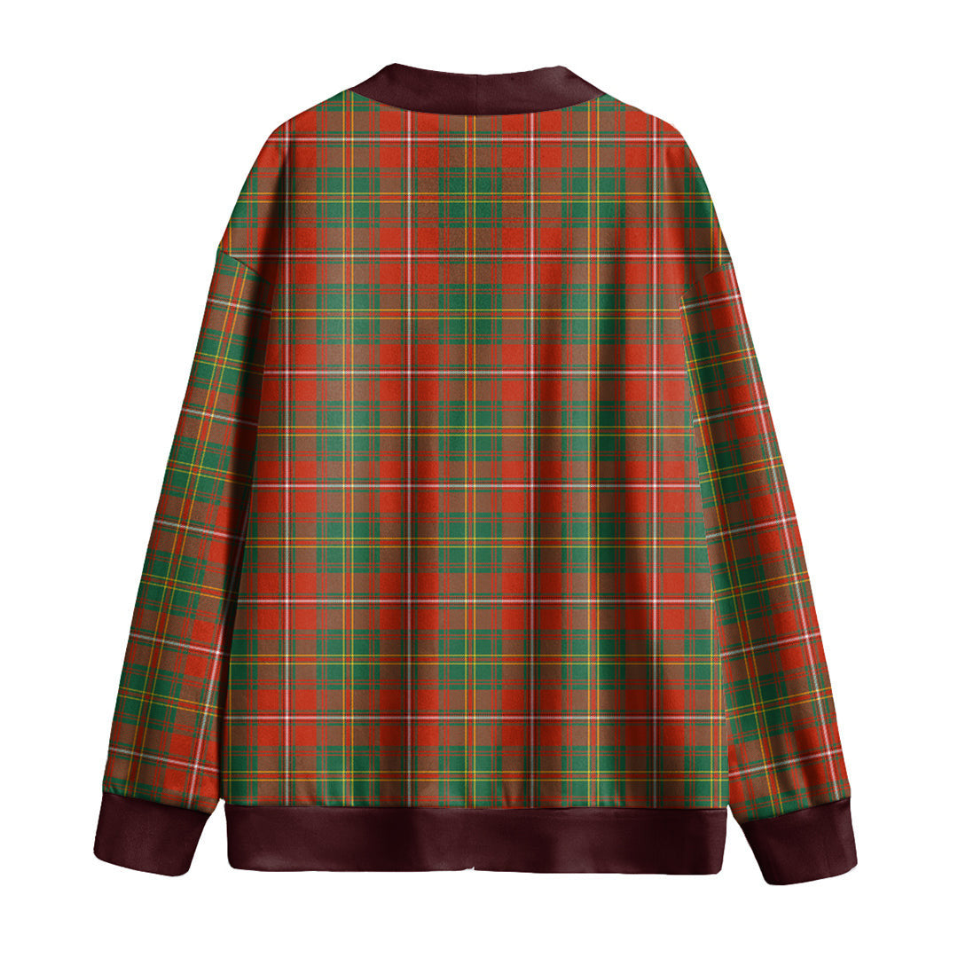 Hay Ancient Tartan Plaid Knitted Fleece Cardigan