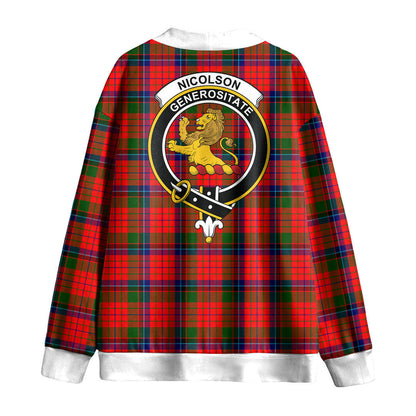 Nicolson Modern Tartan Crest Knitted Fleece Cardigan