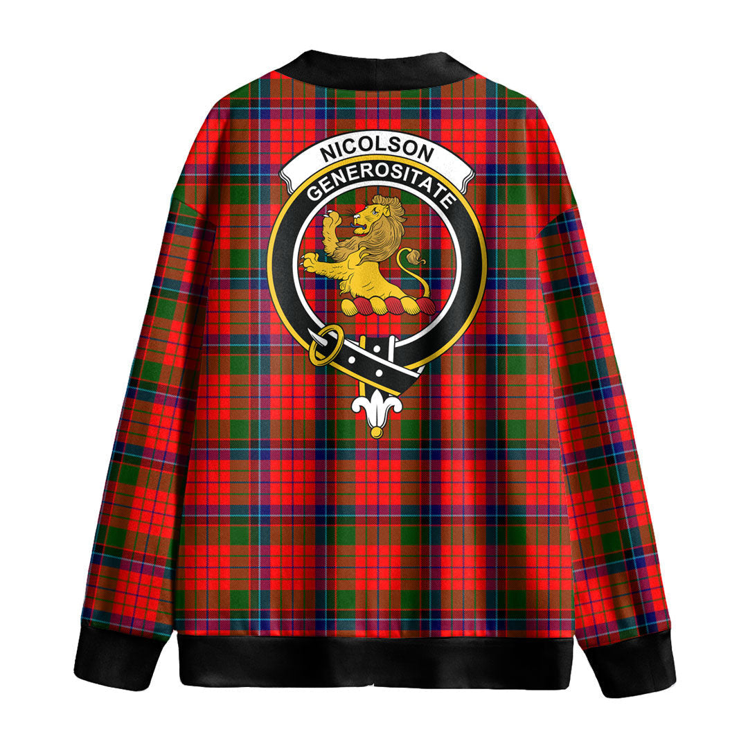 Nicolson Modern Tartan Crest Knitted Fleece Cardigan