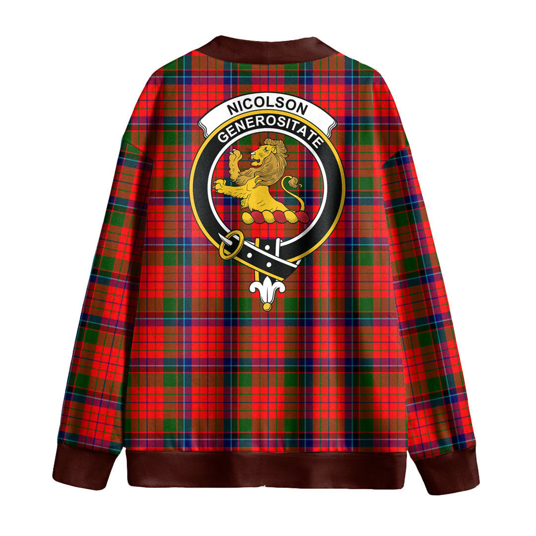 Nicolson Modern Tartan Crest Knitted Fleece Cardigan