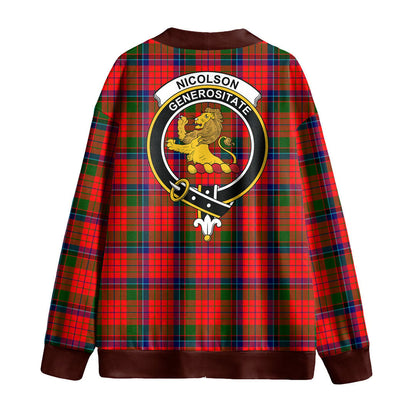 Nicolson Modern Tartan Crest Knitted Fleece Cardigan