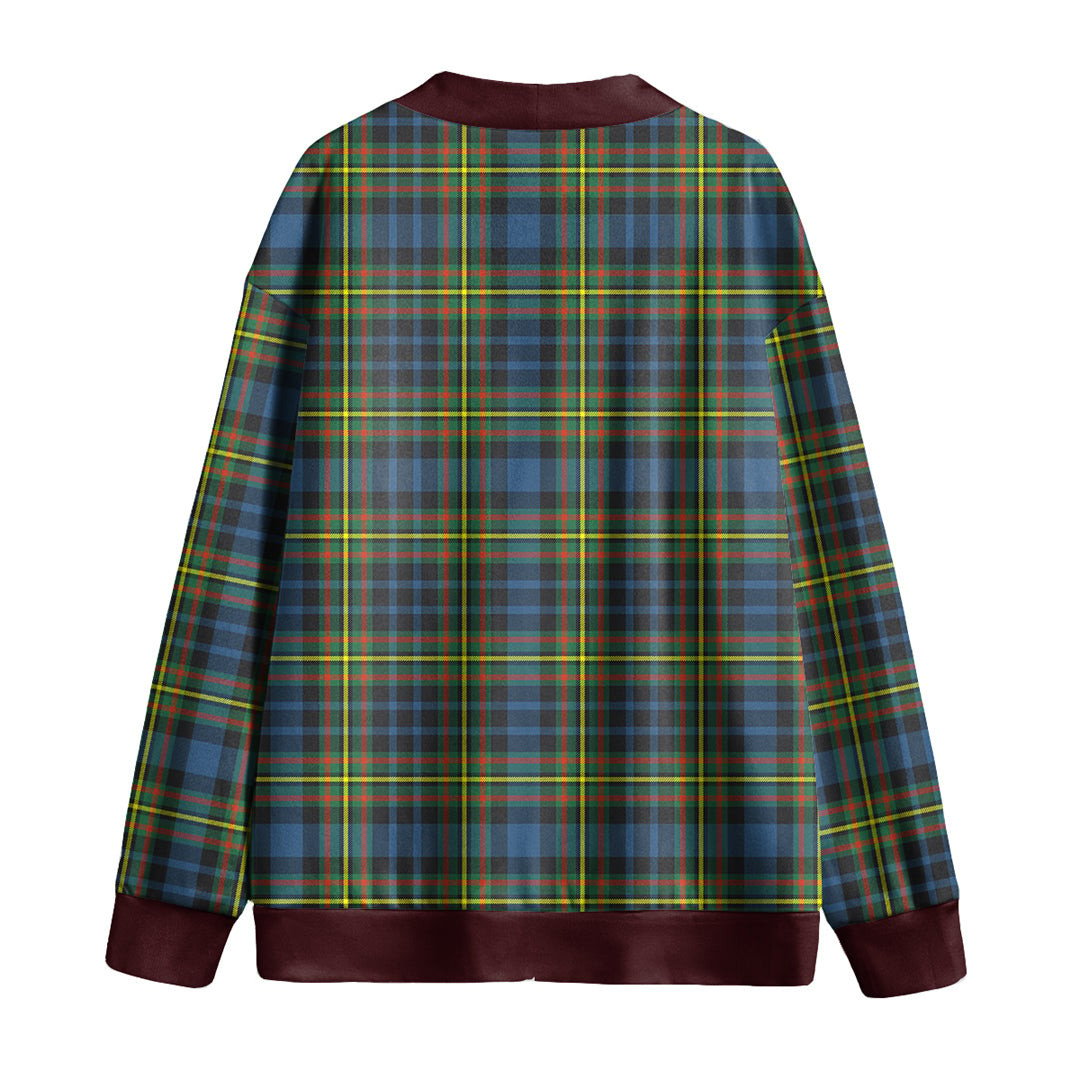 MacLellan Ancient Tartan Plaid Knitted Fleece Cardigan