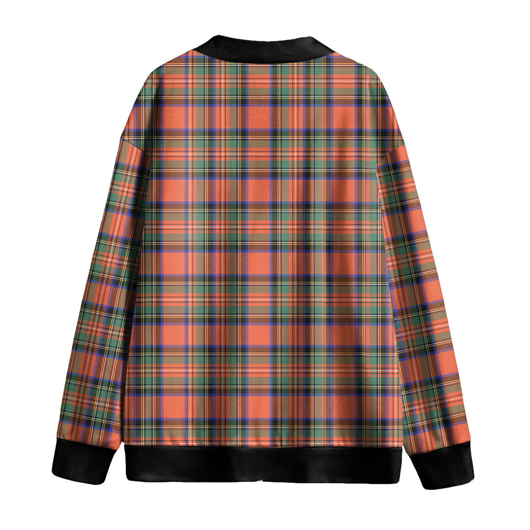 Stewart Royal Ancient Tartan Plaid Knitted Fleece Cardigan