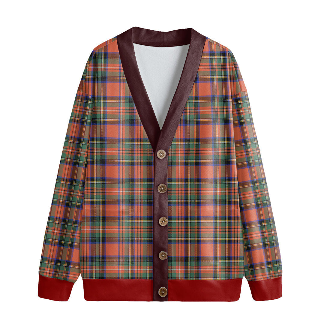 Stewart Royal Ancient Tartan Plaid Knitted Fleece Cardigan