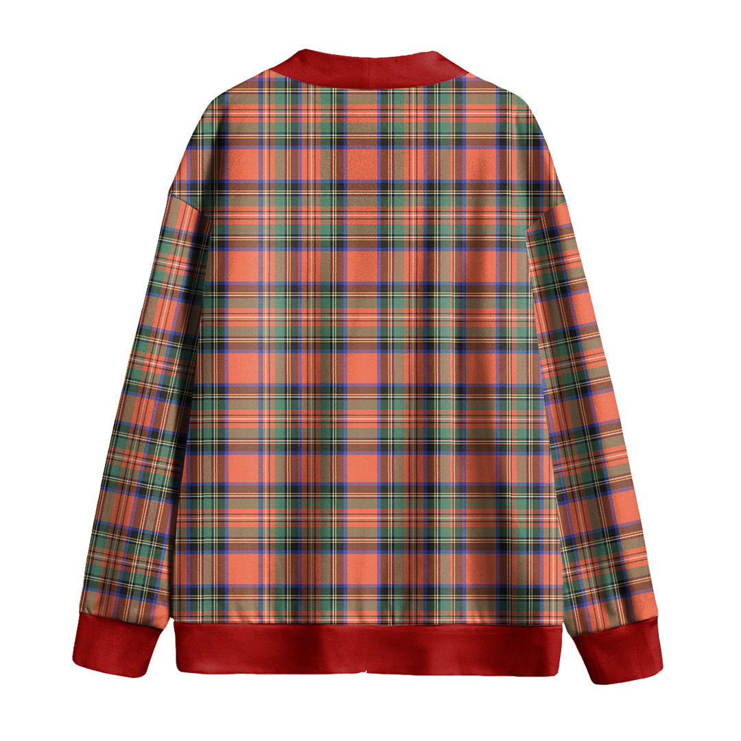 Stewart Royal Ancient Tartan Plaid Knitted Fleece Cardigan