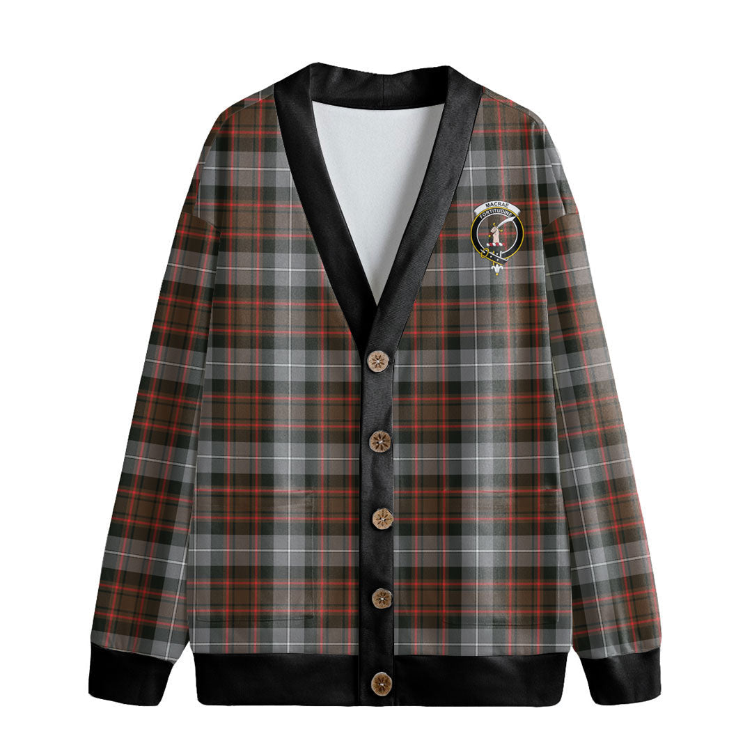 MacRae Hunting Weathered Tartan Crest Knitted Fleece Cardigan