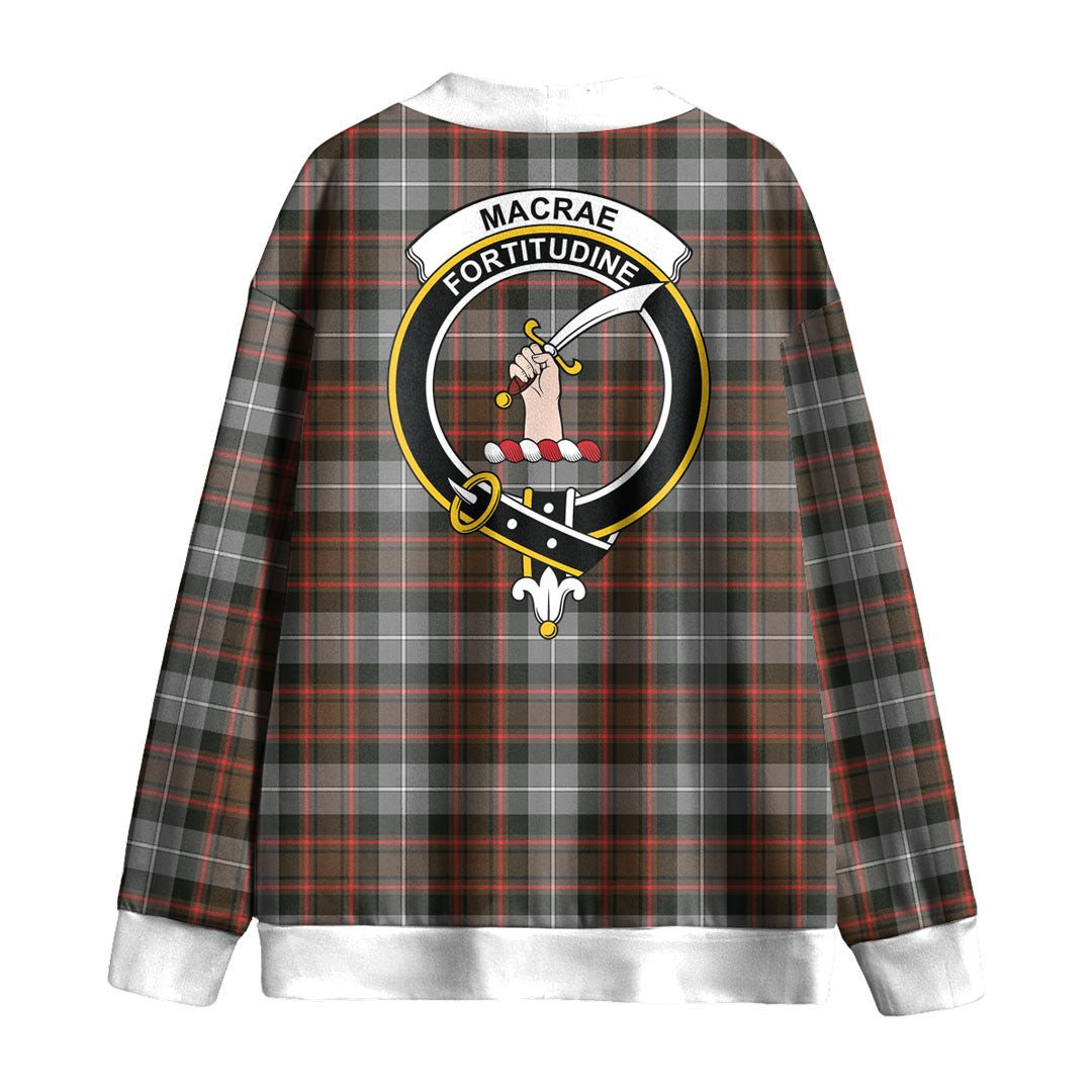 MacRae Hunting Weathered Tartan Crest Knitted Fleece Cardigan