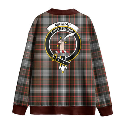 MacRae Hunting Weathered Tartan Crest Knitted Fleece Cardigan