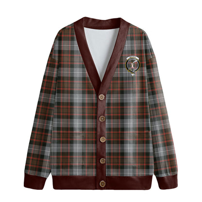 MacRae Hunting Weathered Tartan Crest Knitted Fleece Cardigan