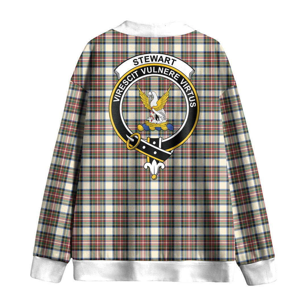 Stewart Dress Ancient Tartan Crest Knitted Fleece Cardigan