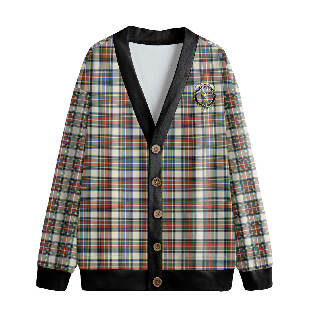 Stewart Dress Ancient Tartan Crest Knitted Fleece Cardigan