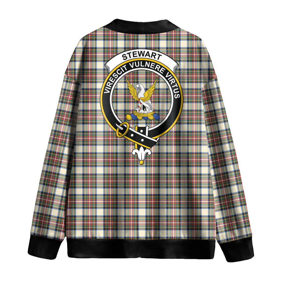 Stewart Dress Ancient Tartan Crest Knitted Fleece Cardigan
