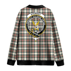 Stewart Dress Ancient Tartan Crest Knitted Fleece Cardigan