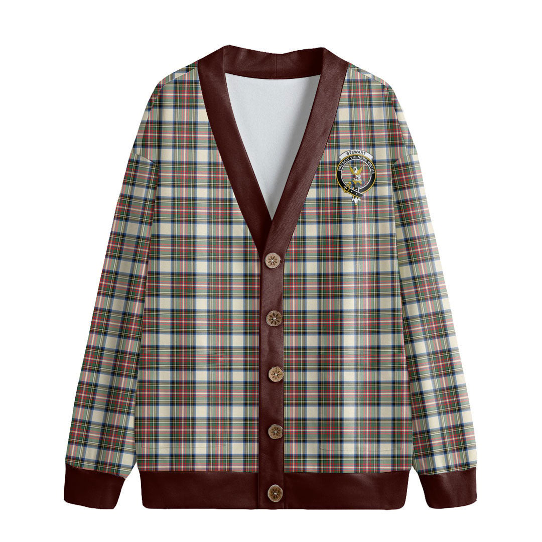 Stewart Dress Ancient Tartan Crest Knitted Fleece Cardigan