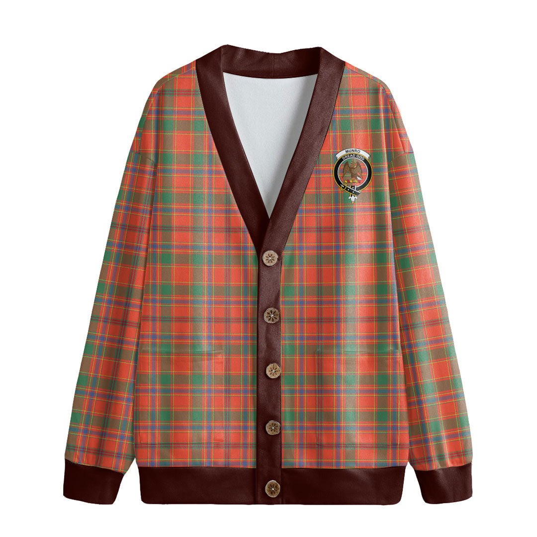 Munro Ancient Tartan Crest Knitted Fleece Cardigan