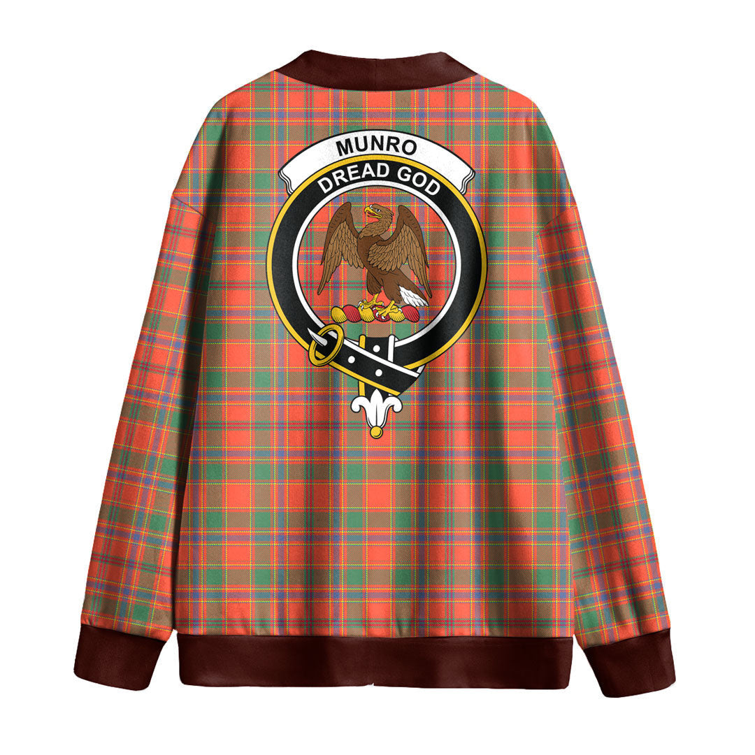 Munro Ancient Tartan Crest Knitted Fleece Cardigan