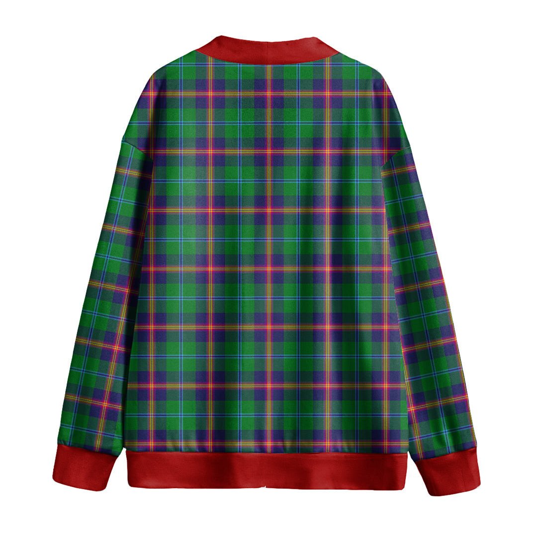 Young Modern Tartan Plaid Knitted Fleece Cardigan