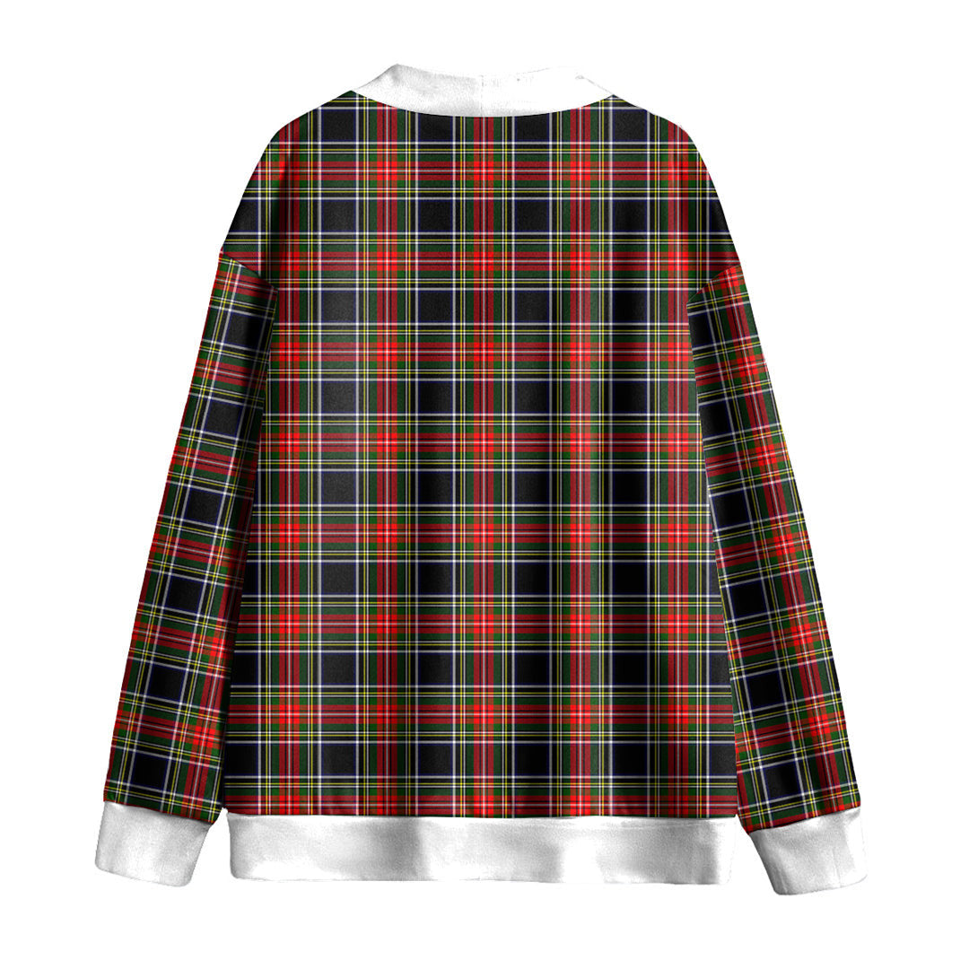 Stewart Black Tartan Plaid Knitted Fleece Cardigan