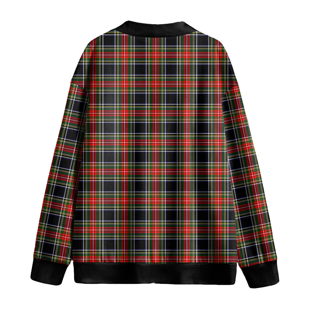 Stewart Black Tartan Plaid Knitted Fleece Cardigan
