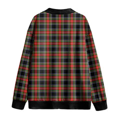 Stewart Black Tartan Plaid Knitted Fleece Cardigan