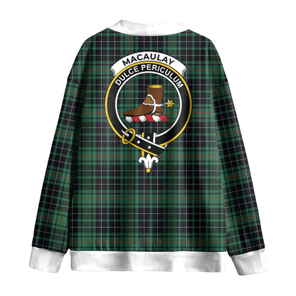 MacAulay Hunting Ancient Tartan Crest Knitted Fleece Cardigan