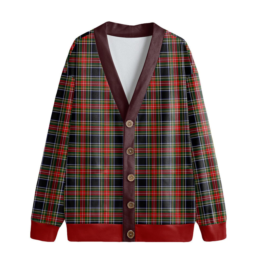 Stewart Black Tartan Plaid Knitted Fleece Cardigan