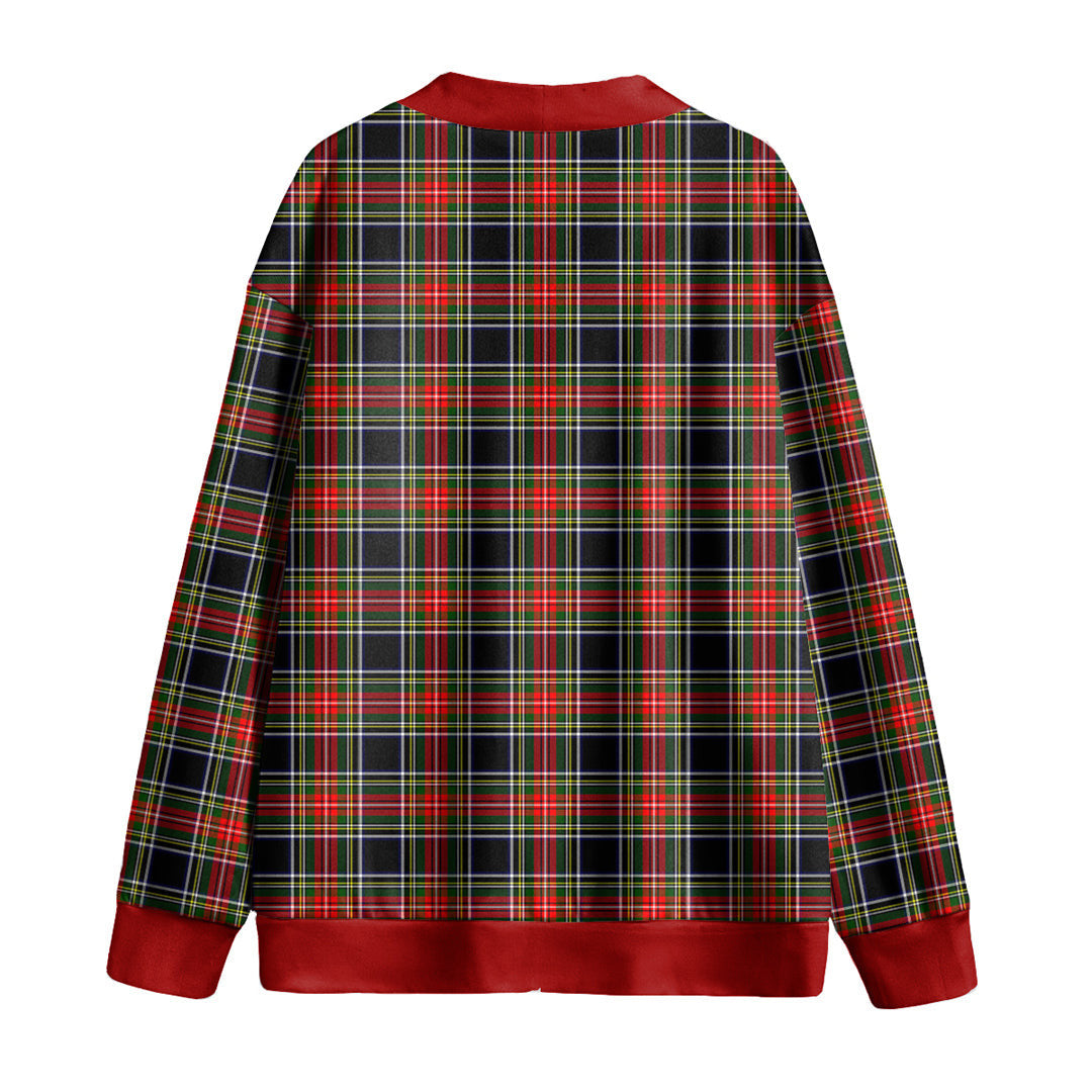 Stewart Black Tartan Plaid Knitted Fleece Cardigan