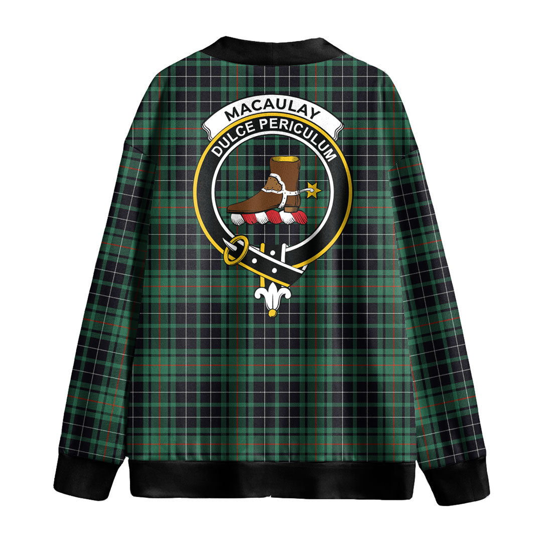 MacAulay Hunting Ancient Tartan Crest Knitted Fleece Cardigan