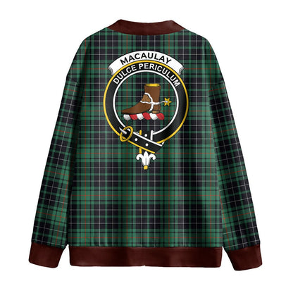 MacAulay Hunting Ancient Tartan Crest Knitted Fleece Cardigan