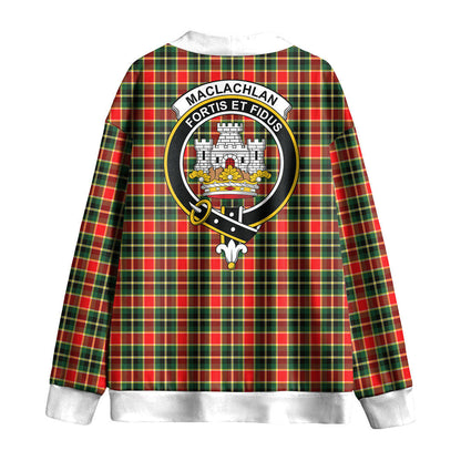 MacLachlan Hunting Modern Tartan Crest Knitted Fleece Cardigan