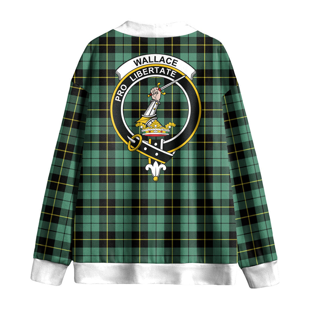 Wallace Hunting Ancient Tartan Crest Knitted Fleece Cardigan