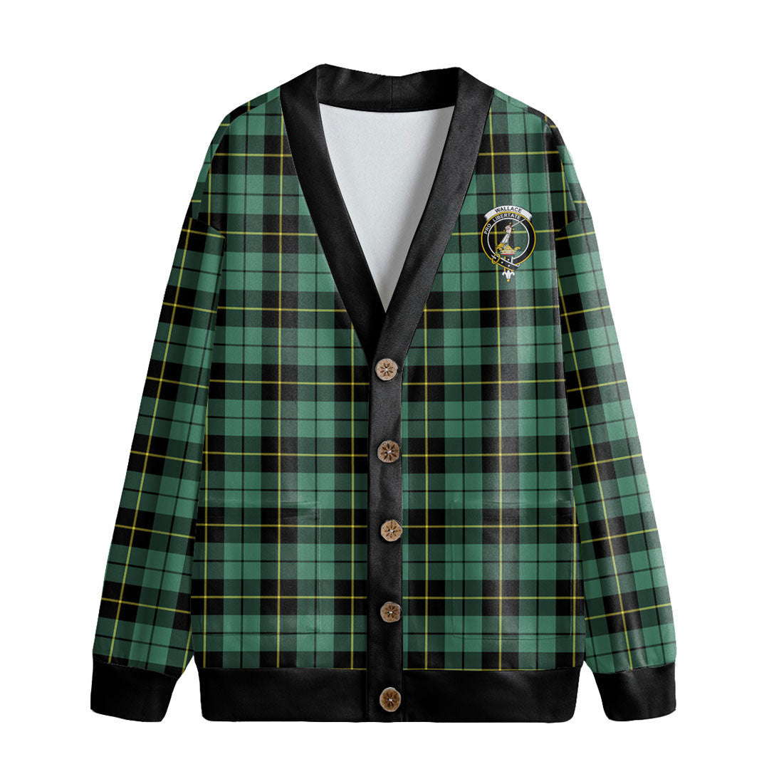 Wallace Hunting Ancient Tartan Crest Knitted Fleece Cardigan