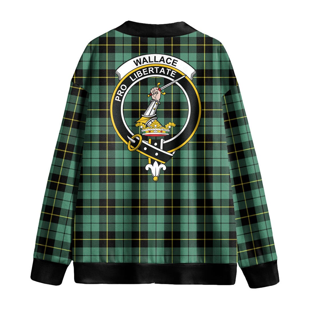 Wallace Hunting Ancient Tartan Crest Knitted Fleece Cardigan