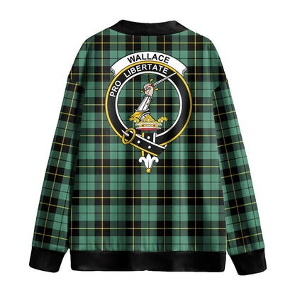 Wallace Hunting Ancient Tartan Crest Knitted Fleece Cardigan