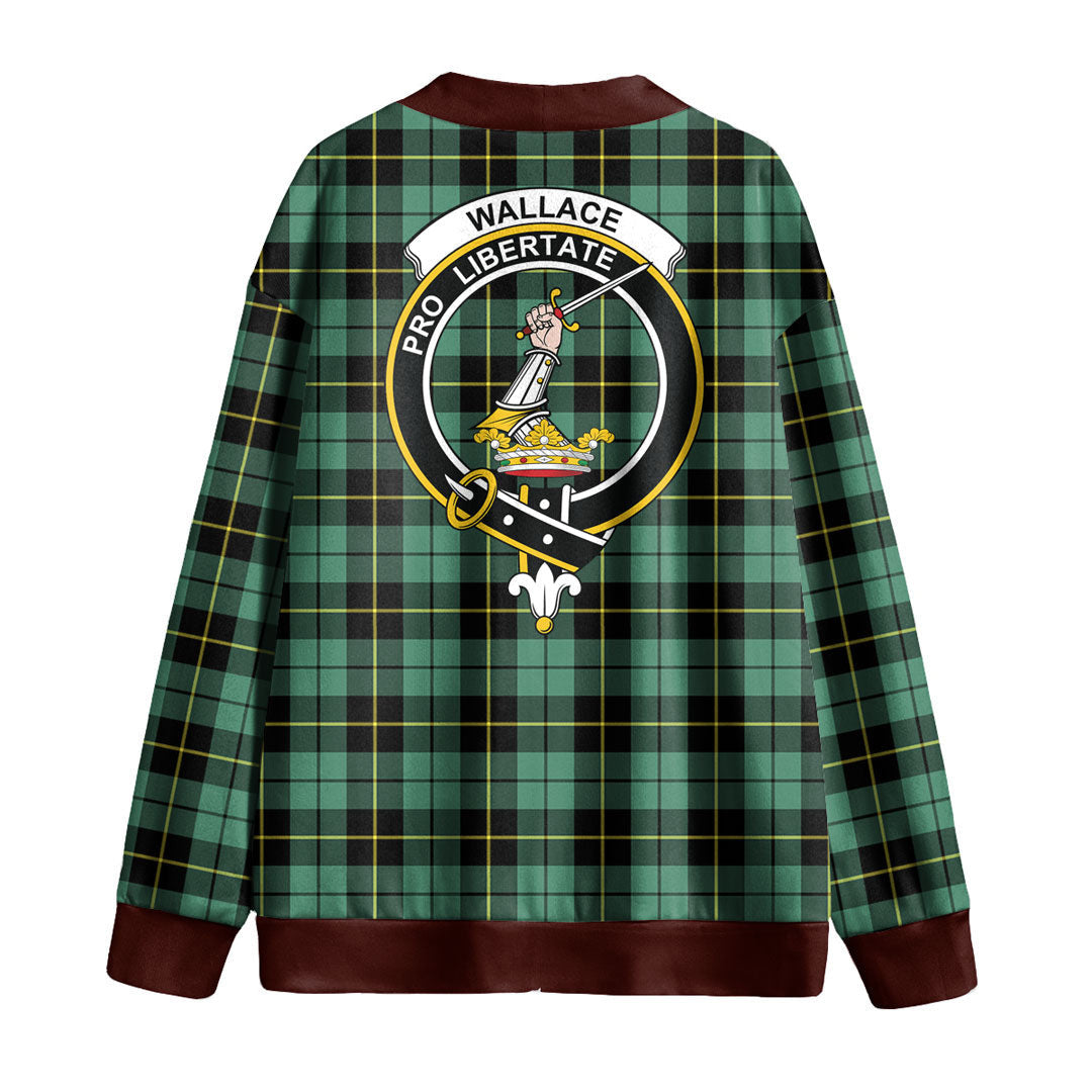 Wallace Hunting Ancient Tartan Crest Knitted Fleece Cardigan