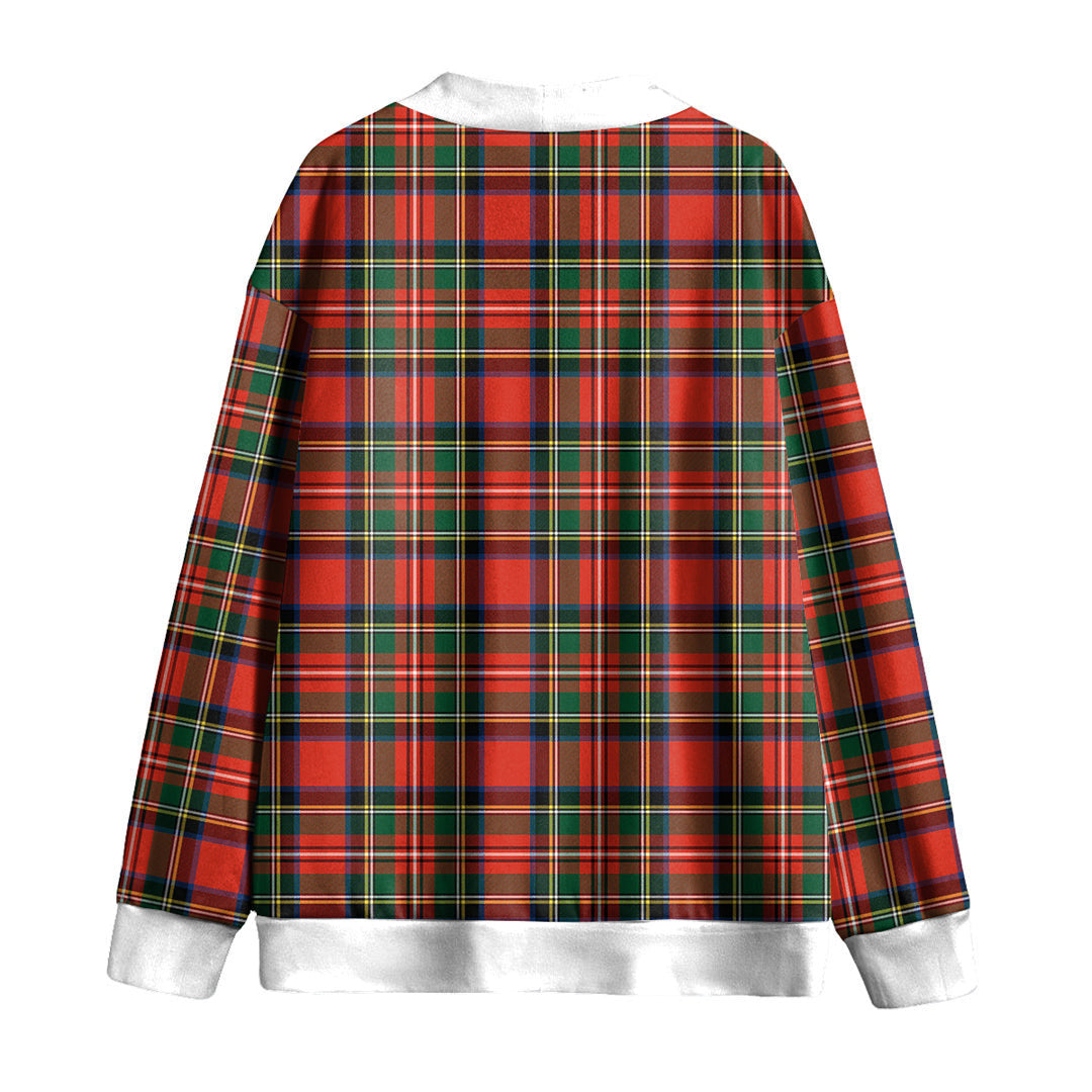 Stewart Royal Modern Tartan Plaid Knitted Fleece Cardigan