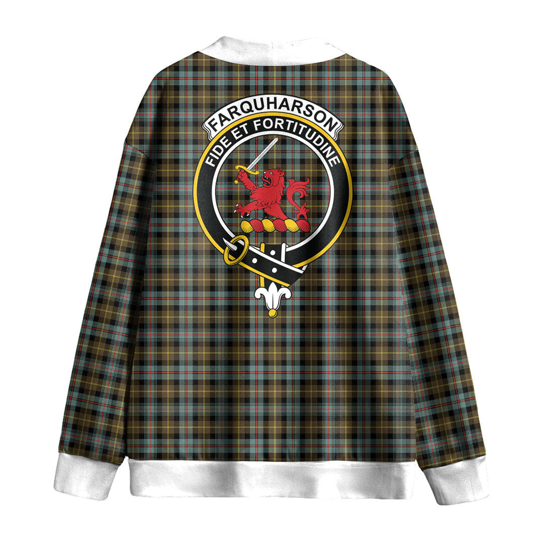 Farquharson Weathered Tartan Crest Knitted Fleece Cardigan