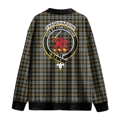 Farquharson Weathered Tartan Crest Knitted Fleece Cardigan