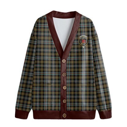 Farquharson Weathered Tartan Crest Knitted Fleece Cardigan