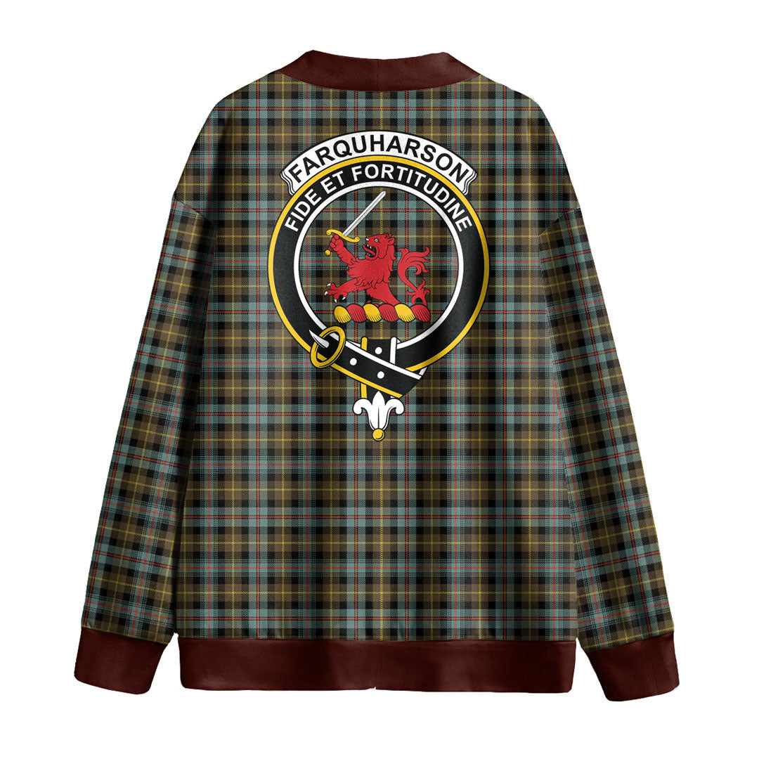 Farquharson Weathered Tartan Crest Knitted Fleece Cardigan