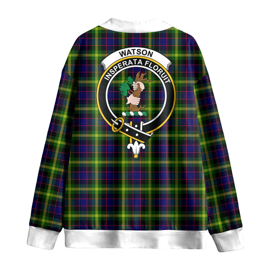 Watson Modern Tartan Crest Knitted Fleece Cardigan