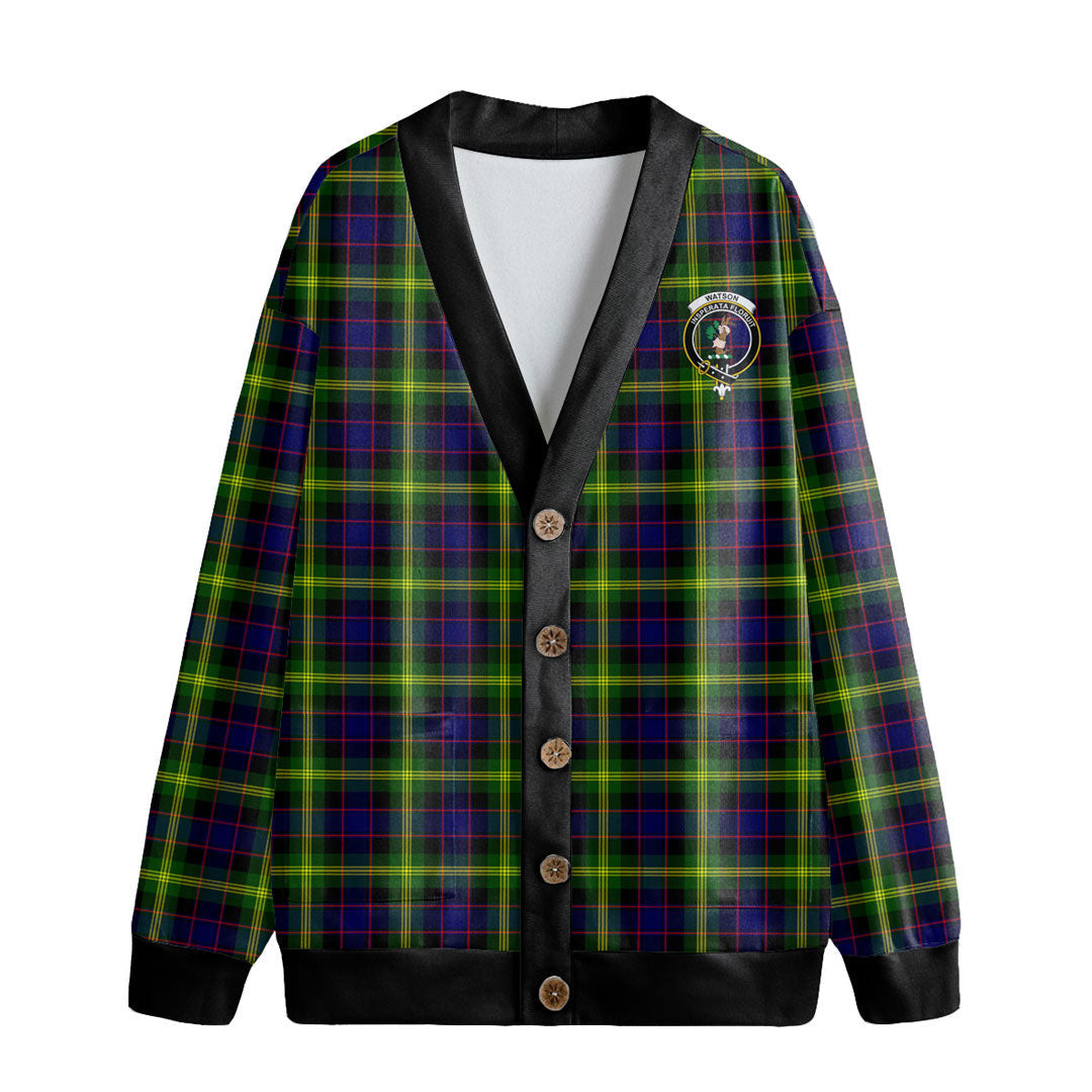 Watson Modern Tartan Crest Knitted Fleece Cardigan