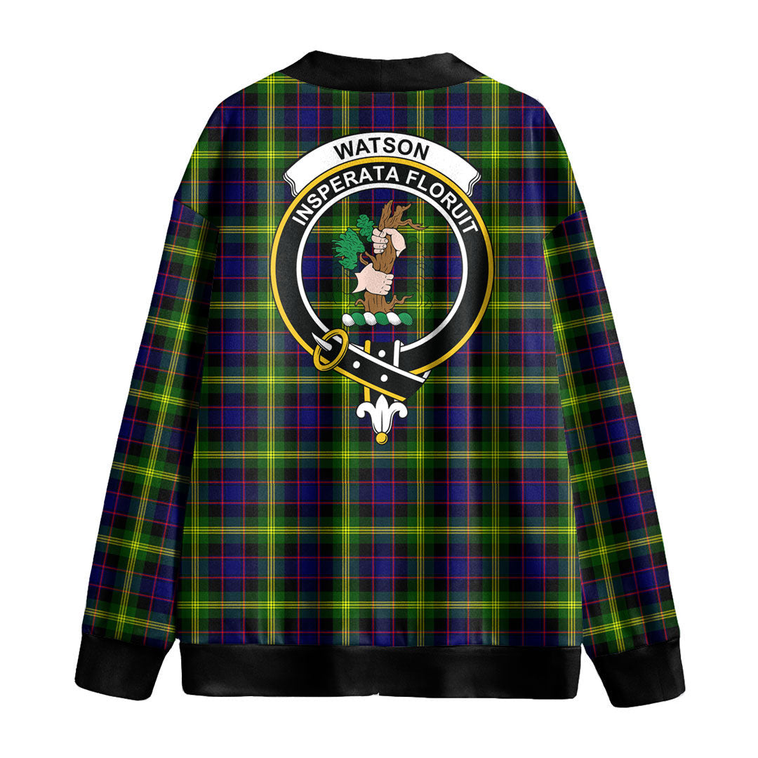 Watson Modern Tartan Crest Knitted Fleece Cardigan