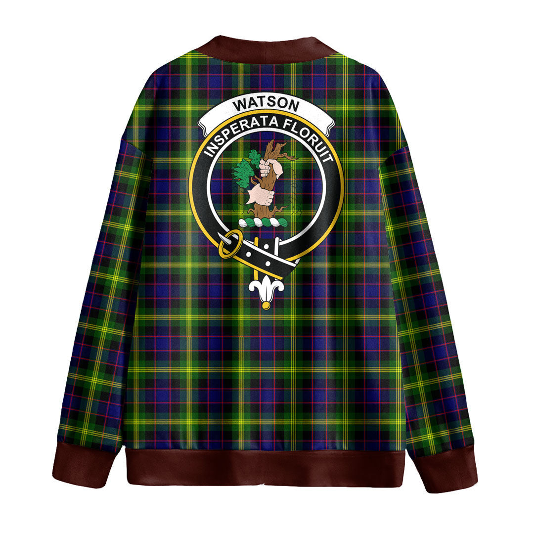 Watson Modern Tartan Crest Knitted Fleece Cardigan