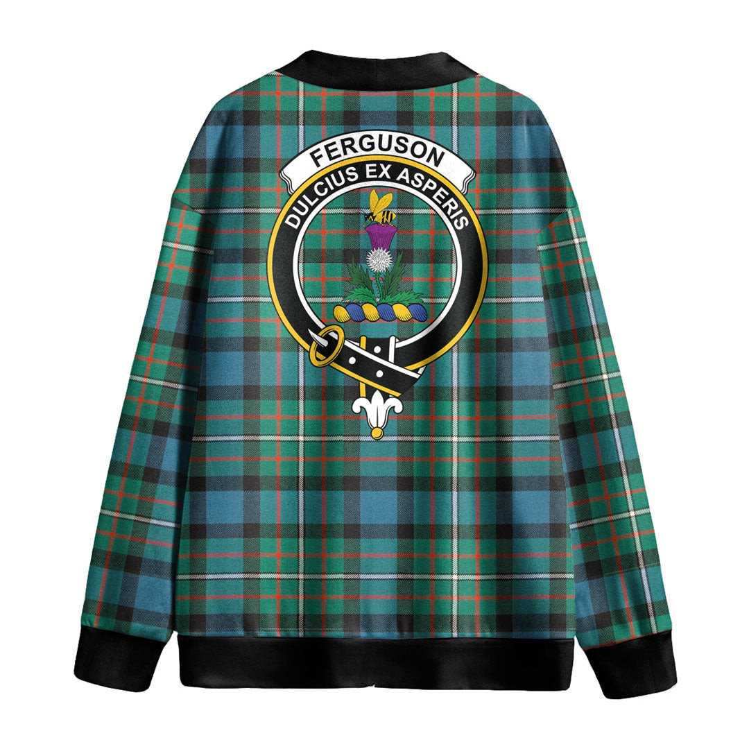 FERGUSON ANCIENT Tartan Crest Knitted Fleece Cardigan